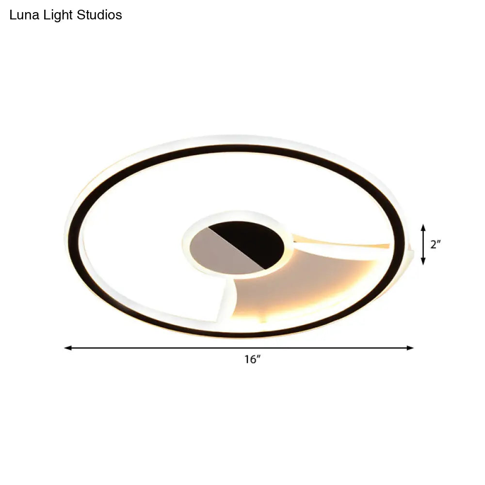 Contemporary White/Warm Flush Mount Lighting: Acrylic 16’/19.5’/23.5’ Lights In Black