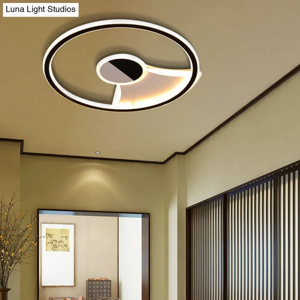 Contemporary White/Warm Flush Mount Lighting: Acrylic 16’/19.5’/23.5’ Lights In Black