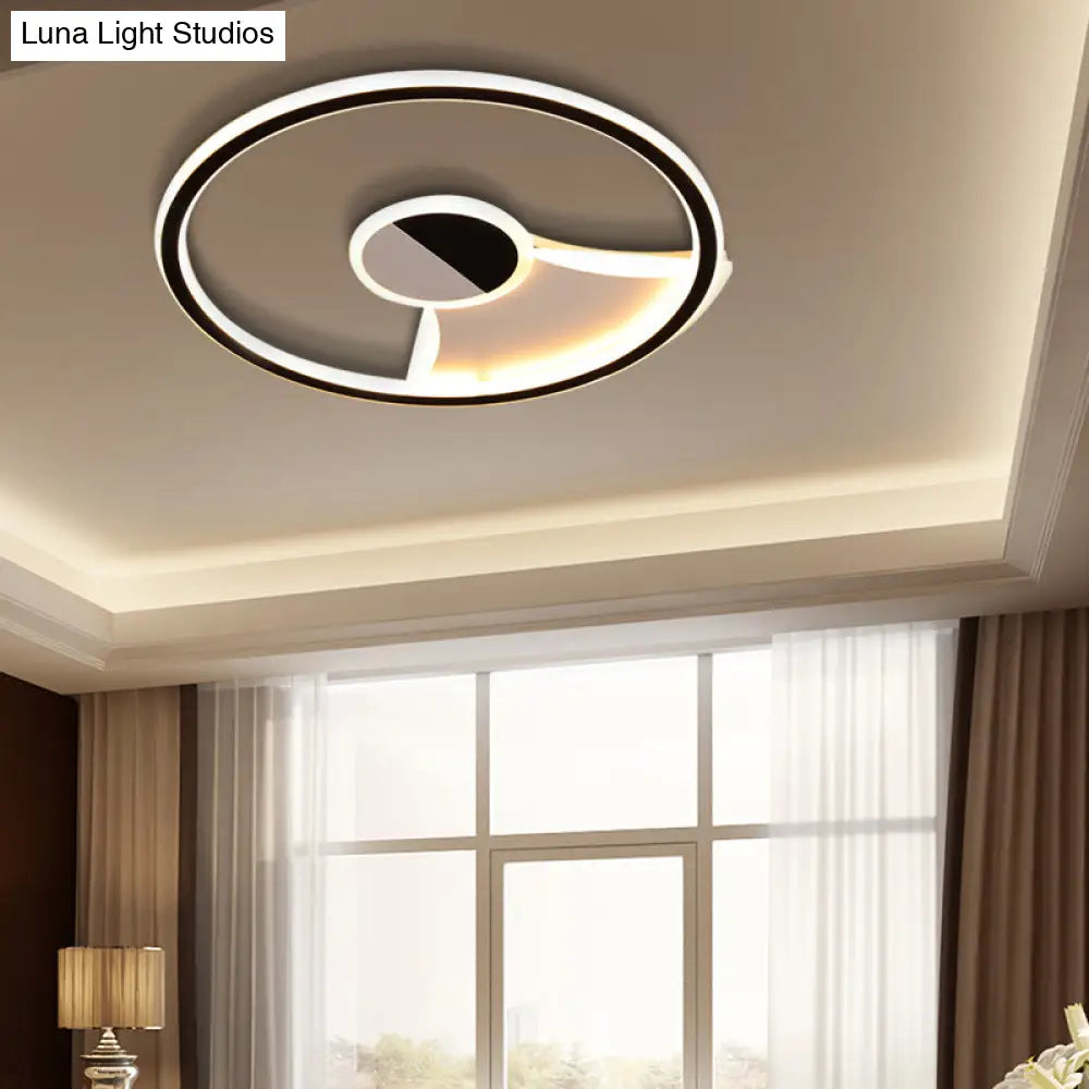 Contemporary White/Warm Flush Mount Lighting: Acrylic 16’/19.5’/23.5’ Lights In Black