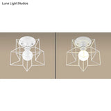 Contemporary White Wire Frame Ceiling Mount Light - Perfect For Living Rooms