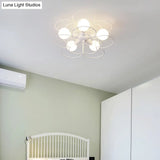 Contemporary White Wire Frame Ceiling Mount Light - Perfect For Living Rooms