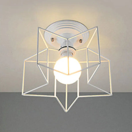 Contemporary White Wire Frame Ceiling Mount Light - Perfect For Living Rooms / B