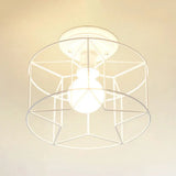 Contemporary White Wire Frame Ceiling Mount Light - Perfect For Living Rooms / C