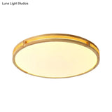 Contemporary Wood Beige Led Flush Mount Lamp - 14’/16’/19.5’ Dia Circle With Acrylic Diffuser