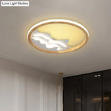 Contemporary Wood Mountain View Flushmount Light - Stylish 17/21 Inch Wide Led Ceiling Lamp For