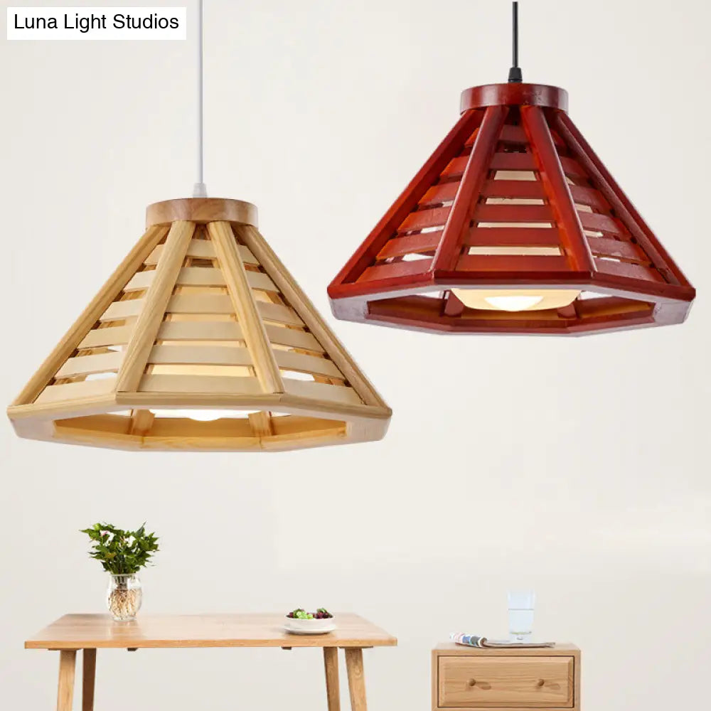 Contemporary Wood Shade Pendant Light - Modern Hanging Fixture