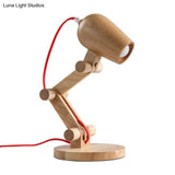 Contemporary Wood Swing Arm Night Table Lamp - Beige Ideal For Living Room