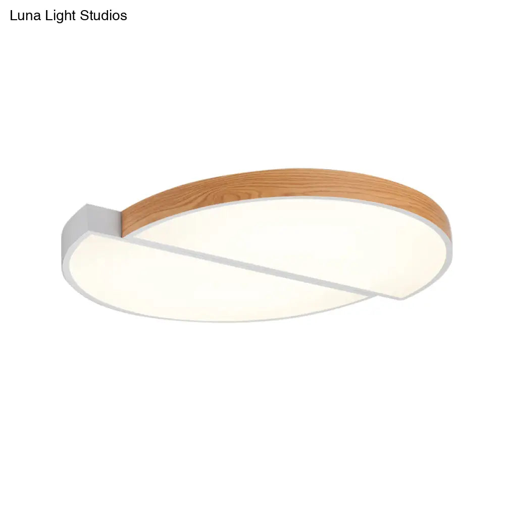 Contemporary Wood White Led Circle Flush Mount Lamp - 20.5’ And 33’ Diameter