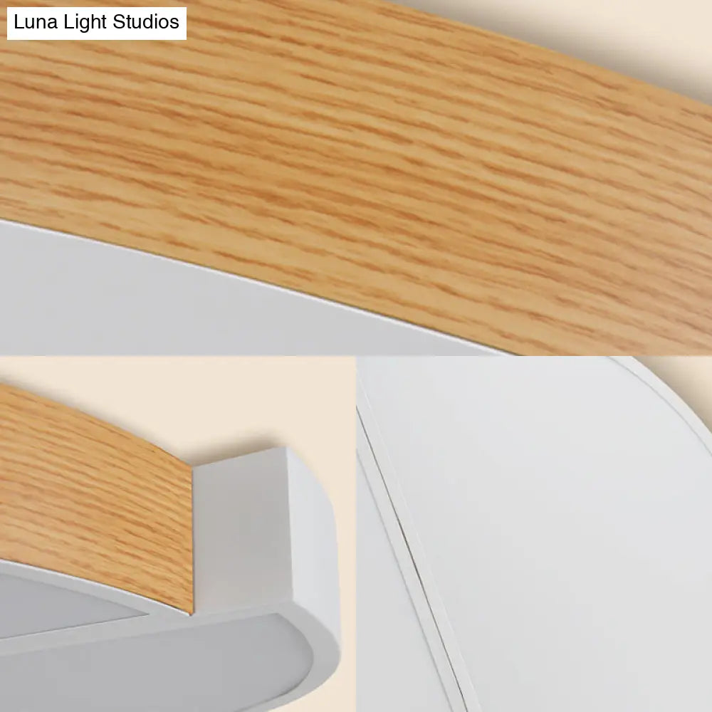 Contemporary Wood White Led Circle Flush Mount Lamp - 20.5’ And 33’ Diameter