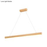 Contemporary Wooden Led Pendant Light - 1-Light Dining Room Fixture In Warm/White