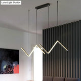Contemporary Zigzag Pendant Led Light Fixture With Metal Suspension