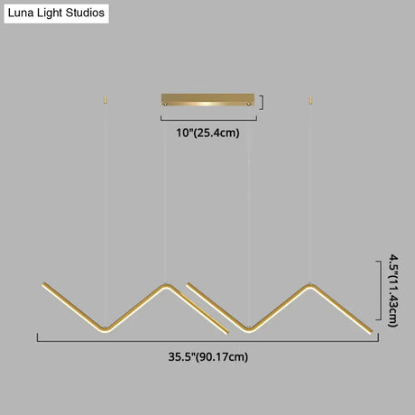 Contemporary Zigzag Pendant Led Light Fixture With Metal Suspension