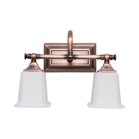 Copper 2/3-Head Vanity Light Traditional Ivory Glass Wall Lighting For Bathroom With Twist Arm 2 /