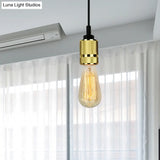 Copper/Black Industrial Pendant Light With Adjustable Cord And Exposed Bulb - Perfect For