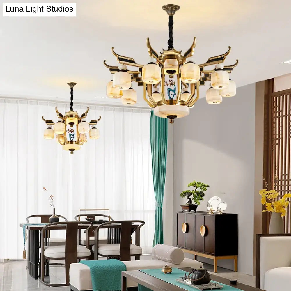 Copper Chandelier with Marble 20+ Lights Remote Control chandelier