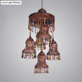 Copper Curved 5-Bulb Ceiling Chandelier - Art Deco Pendant For Bedroom Lighting