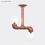 Copper Finish Clear Glass Semi Flush Mount Ceiling Orb - Perfect For Hallways