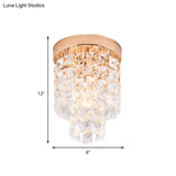 Copper Mini Flush Mount Crystal Ceiling Light - Double Tier 1-Light