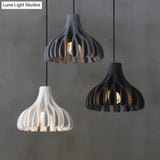 Coral-Shape Pendant Lighting: Macaron Resin Dining Room Lamp (1 Light) In White Black And Yellow