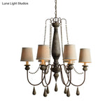 Country Barrel Chandelier: 6-Light Pendant Lighting In Distressed Wood