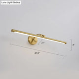 Country Bathroom Led Vanity Light - Pole Shaped Metal Wall Mount In Brass