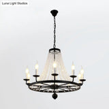Country Black Candelabra Crystal Chandelier Pendant Light Kit For Living Room With Elegant Design