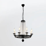 Country Black Candelabra Crystal Chandelier Pendant Light Kit For Living Room With Elegant Design 8