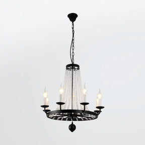 Country Black Candelabra Crystal Chandelier Pendant Light Kit For Living Room With Elegant Design 8