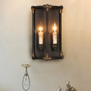 Country Candle Metal Sconce Wall Lamp With 2 Lights - Black Frame