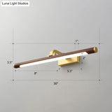 Country Light: Walnut Wood Grain Tube Wall Sconce With Acrylic Bath Led Vanity Lighting And Brass