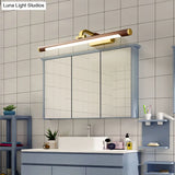 Country Light: Walnut Wood Grain Tube Wall Sconce With Acrylic Bath Led Vanity Lighting And Brass
