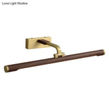 Country Light: Walnut Wood Grain Tube Wall Sconce With Acrylic Bath Led Vanity Lighting And Brass