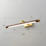 Country Light: Walnut Wood Grain Tube Wall Sconce With Acrylic Bath Led Vanity Lighting And Brass