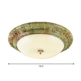Country Milk Glass Led Ceiling Mount Light Green Dome Design Bedroom Flush Lighting - 14/16/19.5