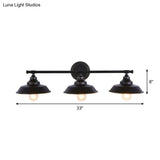 Country Style Black Iron Barn Wall Mounted Lamp - 3 Lights Linear Arm