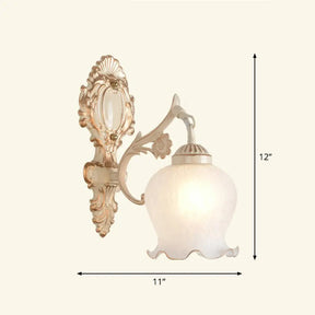 Country Style Frosted Glass Wall Lamp - Hallway Sconce Lighting Fixture 1 / Beige With Lace