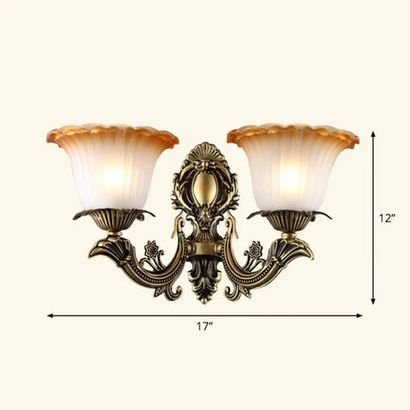 Country Style Frosted Glass Wall Lamp - Hallway Sconce Lighting Fixture 2 / Bronze Bell