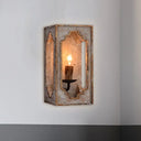 Country Style Metallic Cuboid Sconce With Candle Design Rust