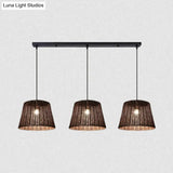 Country-Style Pendant Light With Rattan Shade For Restaurants - Brown Cone Design