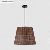 Country-Style Pendant Light With Rattan Shade For Restaurants - Brown Cone Design