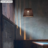Country-Style Pendant Light With Rattan Shade For Restaurants - Brown Cone Design