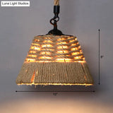 Country Style Wood Rope Pendant Light For Restaurants - Single Cage Shade Suspension