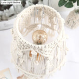 Country Style Yellow Nightstand Lamp With Tassel Fringe For Bedroom