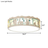 Country View Nordic Style Drum Ceiling Lamp For Living Rooms: Metal Flush Light