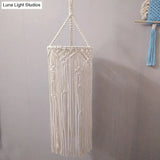 Country White Cylinder Tassel Rope Pendant Light - Dining Room Ceiling Lamp