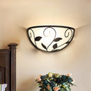 Countryside Cream Glass Wall Lamp With Cane Decoration - Black Flush Mount