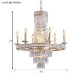 Countryside Crystal Tiered Chandelier - Silver 8/10 Lights Suspension Lamp For Living Room