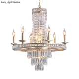 Countryside Crystal Tiered Chandelier - Silver 8/10 Lights Suspension Lamp For Living Room