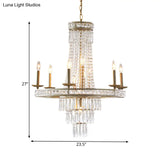 Countryside Crystal Tiered Chandelier - Silver 8/10 Lights Suspension Lamp For Living Room