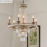 Countryside Crystal Tiered Chandelier - Silver 8/10 Lights Suspension Lamp For Living Room